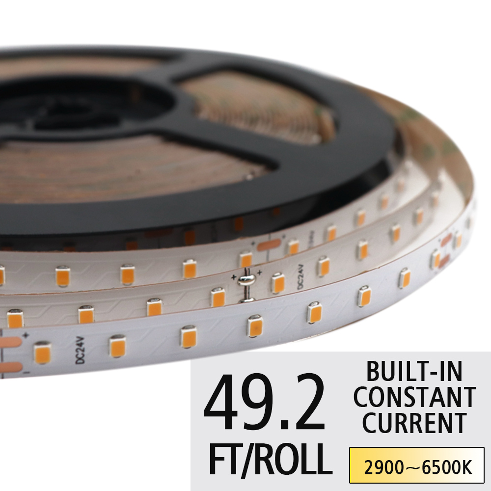 DC24V 2835SMD Built-in Flexible LED Strip Lights - Ultra-Efficiency White Constant Current Lighting - 128LEDs/M